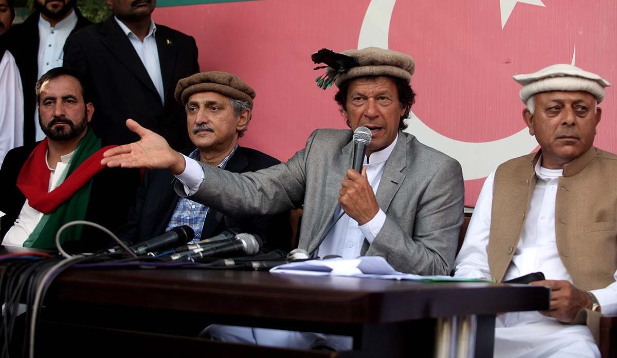 pti chairman imran khan speaks at the party 039 s central office photo nni