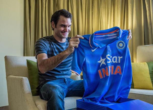 the 17 time grand slam title winner says he met some of indian players in india so they presented the shirt to him photo bcci