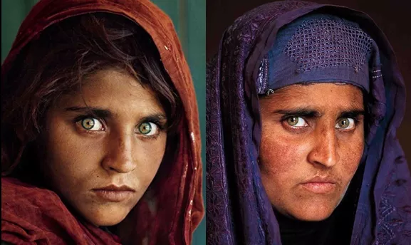 a then and now image of sharbat bibi published in national geographic in 2002 a then and now image of sharbat bibi published in national geographic in 2002