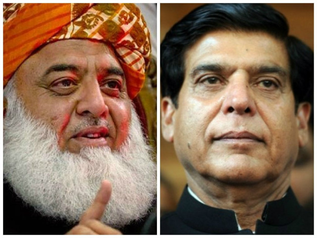 jui f chief maulana fazlur rehman l and ppp leader raja pervaiz ashraf photos afp jui f chief maulana fazlur rehman l and ppp leader raja pervaiz ashraf photos afp