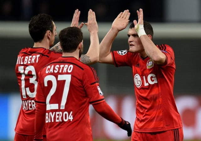 from r leverkusen 039 s greek defender kyriakos papadopoulos leverkusen 039 s midfielder castro gonzalo and leverkusen 039 s defender roberto hilbert reacts after the uefa champions league first leg round of 16 football match bayer 04 leverkusen vs club atletico de madrid in leverkusen western germany on february 25 2015 photo afp from r leverkusen 039 s greek defender kyriakos papadopoulos leverkusen 039 s midfielder castro gonzalo and leverkusen 039 s defender roberto hilbert reacts after the uefa champions league first leg round of 16 football match bayer 04 leverkusen vs club atletico de madrid in leverkusen western germany on february 25 2015 photo afp