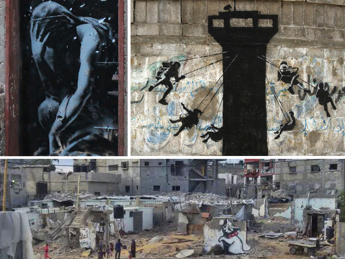 banksy 039 s latest works were a damning critique of israel 039 s bombardment of gaza in july and august photo banksy co uk