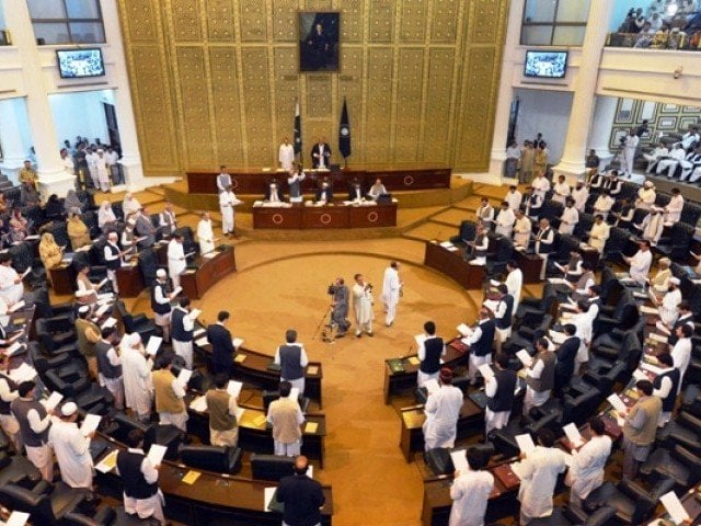 the resolution was moved jointly by the treasury and opposition benches and signed by anp s jaffer shah minister for local government and ji leader inayatullah khan minister for education atif khan ppp leader syed mohammad ali shah qwp s sikandar sherpao pml n s sardar aurangzeb nalotha and jui f s mufti fazl ghafoor photo afp