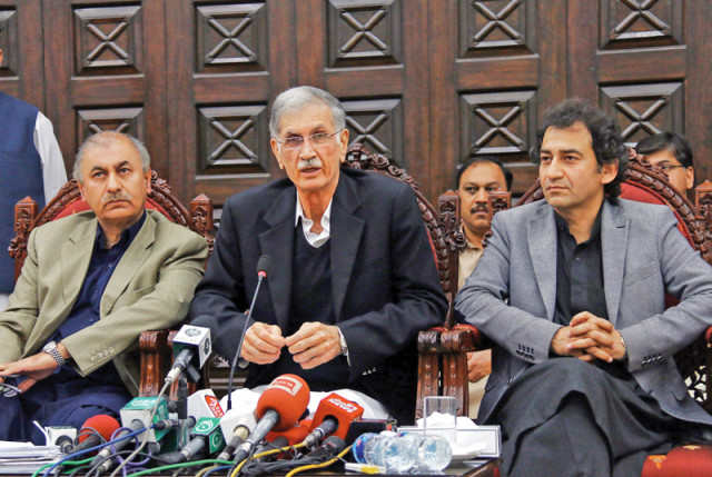 chief minister pervez khattak addresses a news conference at cm house photo muhammad iqbal express chief minister pervez khattak addresses a news conference at cm house photo muhammad iqbal express