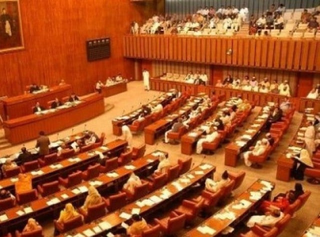 senate chairman syed nayyar hussain bokhari adjourned the house till monday without bringing the protesting senators back to the house photo express