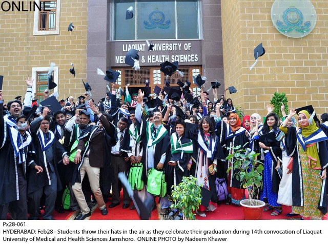 students throw their hats in the air as they celebrate their graduation during the 14th convocation of lumhs jamshoro photo online students throw their hats in the air as they celebrate their graduation during the 14th convocation of lumhs jamshoro photo online