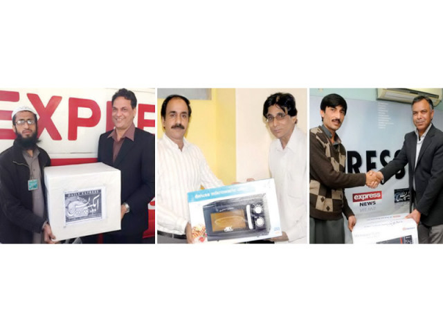 express media group s associate director marketing in islamabad munir hussain senior manager marketing in karachi nadim murad khan and promotion manager in multan nasir mahmood shaikh hand over the prizes to winners photo express express media group s associate director marketing in islamabad munir hussain senior manager marketing in karachi nadim murad khan and promotion manager in multan nasir mahmood shaikh hand over the prizes to winners photo express