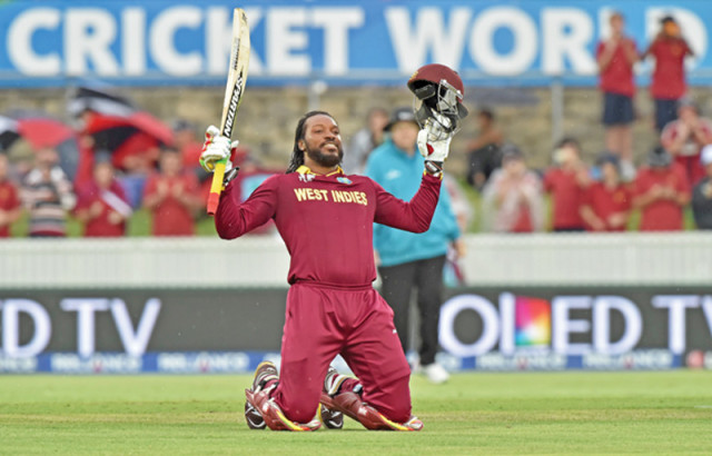 chris gayle became the first man to score a world cup double century when he made 215 against zimbabwe his effort was also the fastest double century and the first by a non indian photo afp