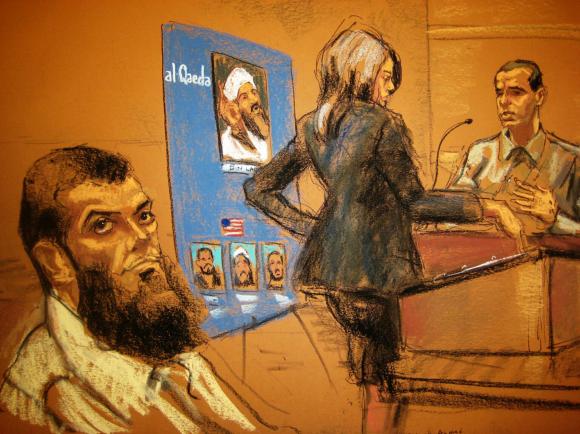 abid naseer l 28 listens as assistant u s attorney zainab ahmad questions najibullah zazi r during the first day or naseer 039 s trial in this courtroom sketch in brooklyn new york february 17 2015 photo reuters