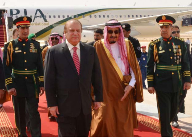 prime minister nawaz sharif being received by the saudi king salman bin abdul aziz photo pid prime minister nawaz sharif being received by the saudi king salman bin abdul aziz photo pid