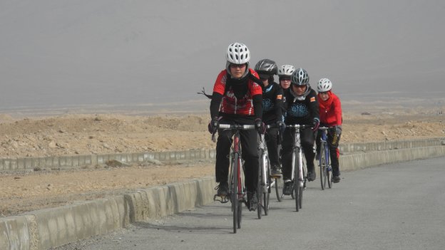 females cycling in afghanistan photo bbc