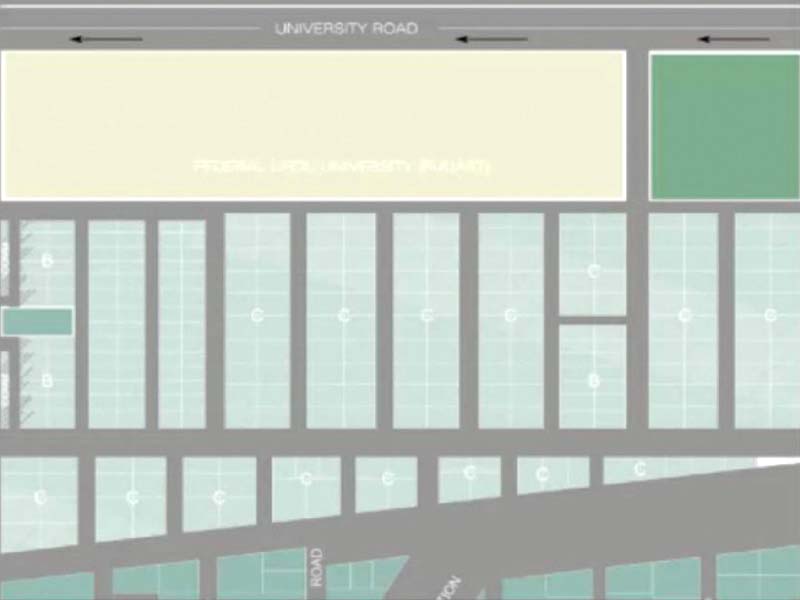 the map above shows what the streets of gulshan e iqbal block 9 looked like before and after barricades were placed photo courtesy ned university