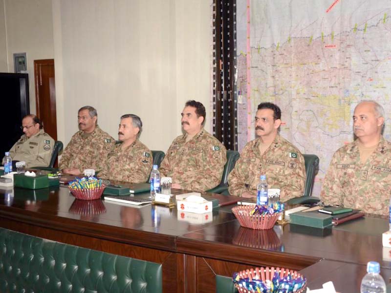army chief gen raheel receives a briefing at the corps hq in peshawar photo ppi
