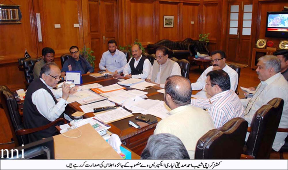 commission karachi shoaib ahmed chairs a meeting on the lyari expressway photo nni