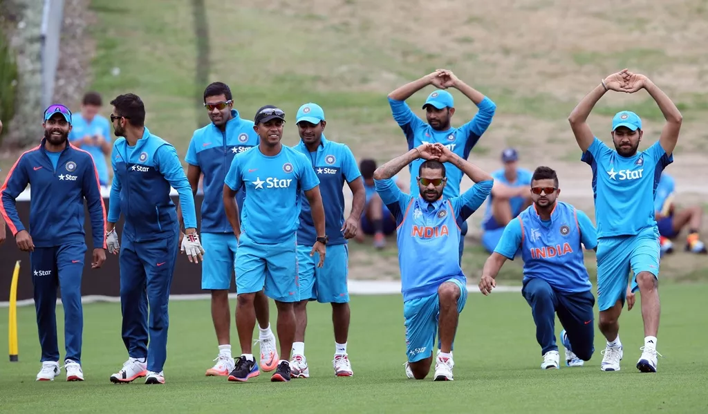 india players warm up during training ahead of their 2015 cricket world cup group b match against ireland in hamilton on march 9 2015 photo afp india players warm up during training ahead of their 2015 cricket world cup group b match against ireland in hamilton on march 9 2015 photo afp