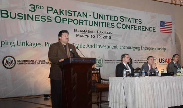 minister for commerce khurram dastagir addressing the pak us business opportunities conference photo pid minister for commerce khurram dastagir addressing the pak us business opportunities conference photo pid