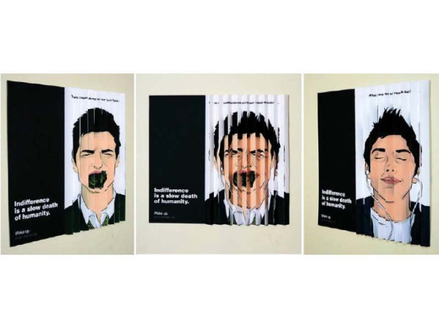 in a series of posters they question society 039 s numbness desensitisation to violence photo courtesy umaima mughal in a series of posters they question society 039 s numbness desensitisation to violence photo courtesy umaima mughal