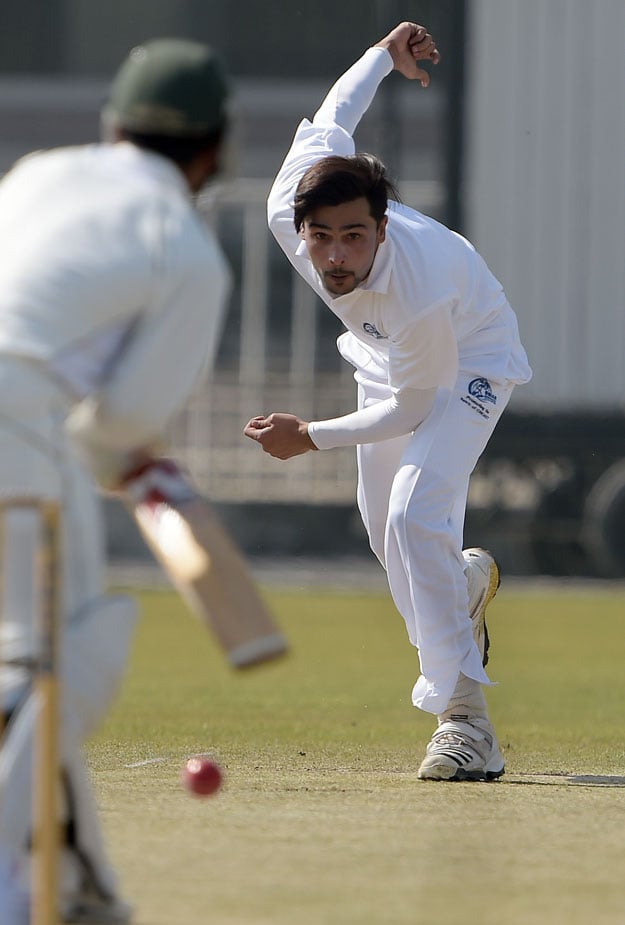 pacer mohammad amir bowls during a three day match at the pindi cricket stadium in rawalpindi on march 13 2015 photo afp