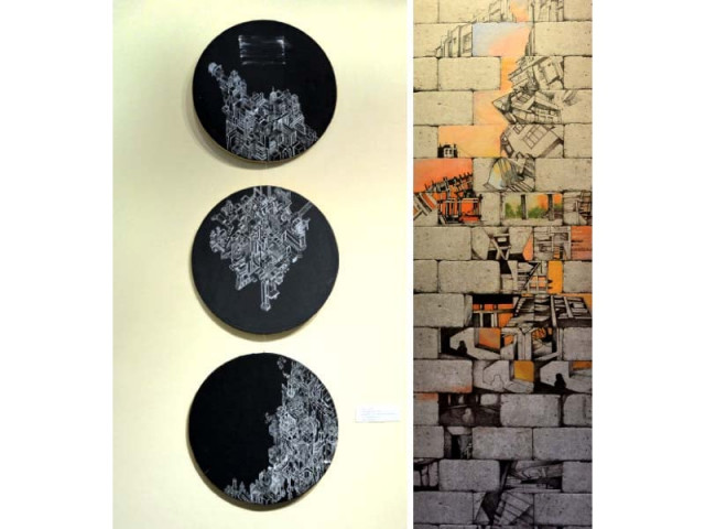 the artists have used architectural materials such as plexiglass wallpaper and tracing film photo express the artists have used architectural materials such as plexiglass wallpaper and tracing film photo express