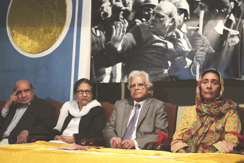 speakers at the reference held in jalib s memory photo abid nawaz express