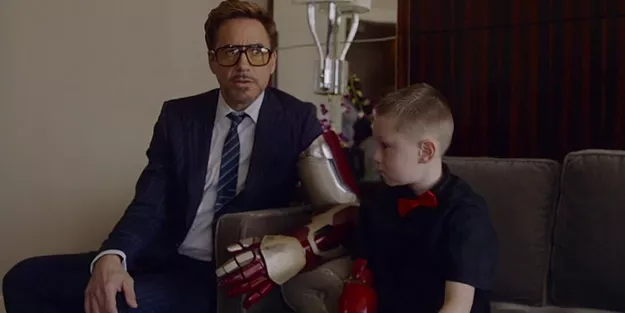 downey jr dressed up as his fictional character tony stark to deliver a robotic quot iron man quot arm photo express co uk downey jr dressed up as his fictional character tony stark to deliver a robotic quot iron man quot arm photo express co uk