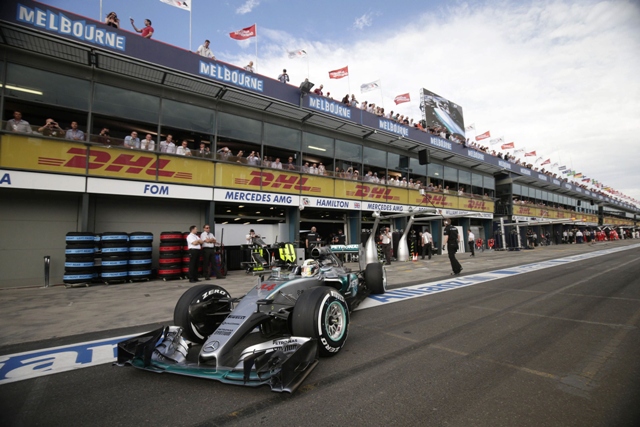 throwback to 2014 hamilton started off the pole in melbourne last year too but was forced out with mechanical problems after just four laps photo afp