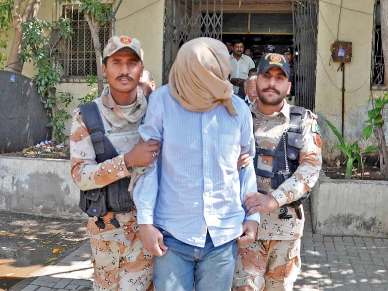 rangers escort umair siddiqui from court premises photo irfan ali express