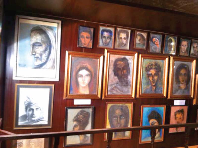 a collection of ghani khan s paintings at the festival photo express