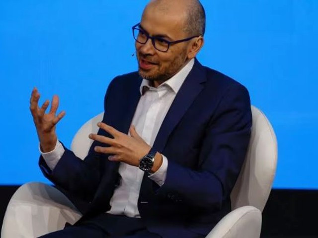 demis hassabis co founder and ceo of google deepmind gestures as he speaks at the 2024 mobile world congress mwc in barcelona spain february 26 2024 photo reuters