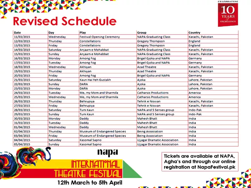 the slots now open due to postponement of the indian plays will be filled by other plays showing at the festival photo publicity the slots now open due to postponement of the indian plays will be filled by other plays showing at the festival photo publicity