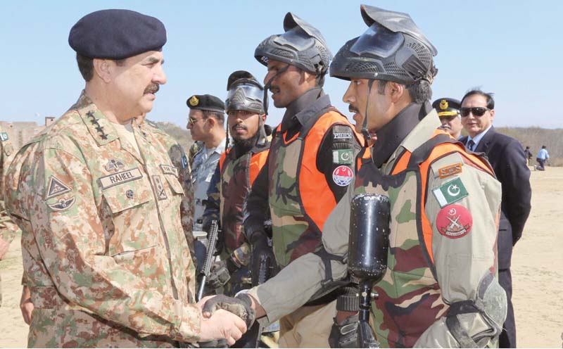 gen raheel interacts with fc and police officials at the national counter terrorism centre in pabbi photo inp