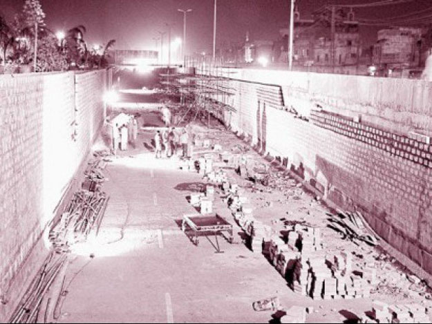 the underpass to be constructed from hotel mehran on sharae faisal to lucky star in saddar will be completed in a record time of four months with a total length of 338 metres including two ramps