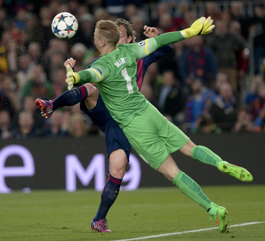 super keeper manchester city s joe hart produced a string of spectacular saves to deny barcelona more goals and saved the current premier league champions from further embarrassment photo afp