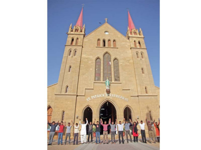 activists formed a human chain outside saint patrick s cathedral on sunday to show solidarity with the christian community photo athar khan express activists formed a human chain outside saint patrick s cathedral on sunday to show solidarity with the christian community photo athar khan express