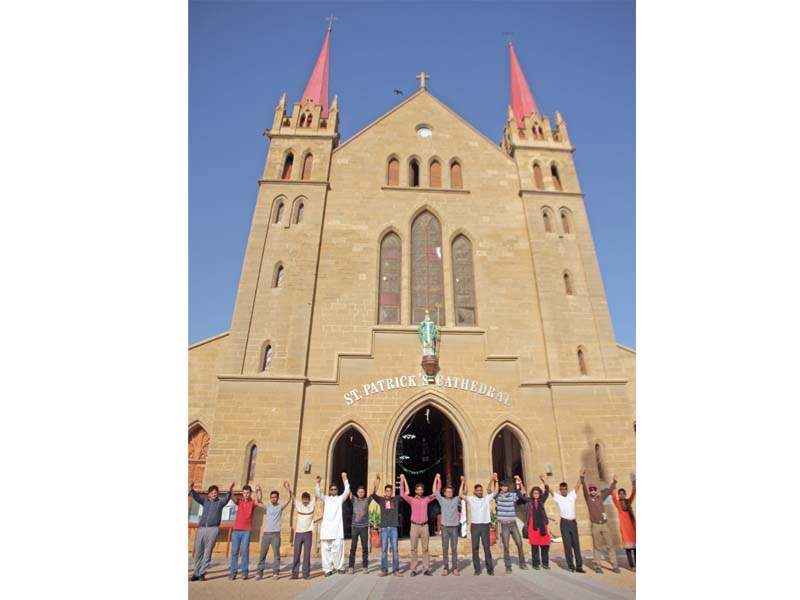 activists formed a human chain outside saint patrick s cathedral on sunday to show solidarity with the christian community photo athar khan express