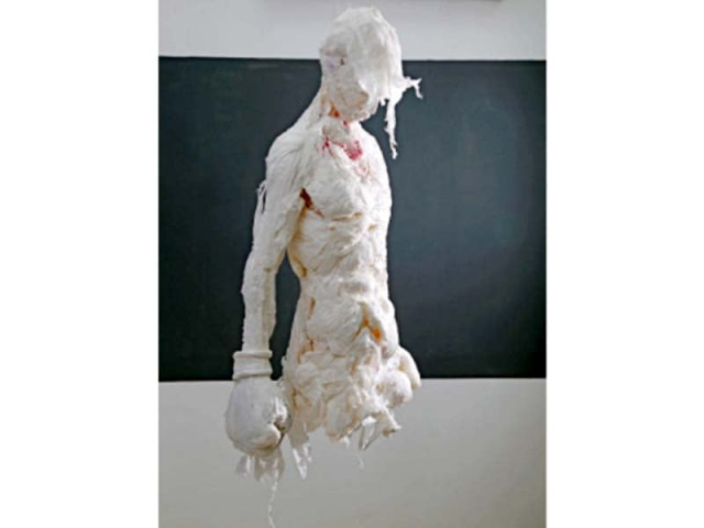 artist khalil chishtee s works comprising sculptures of men made out of plastic and garbage bags revolve around the idea that man was created out of nothing photo courtesy sanat gallery artist khalil chishtee s works comprising sculptures of men made out of plastic and garbage bags revolve around the idea that man was created out of nothing photo courtesy sanat gallery