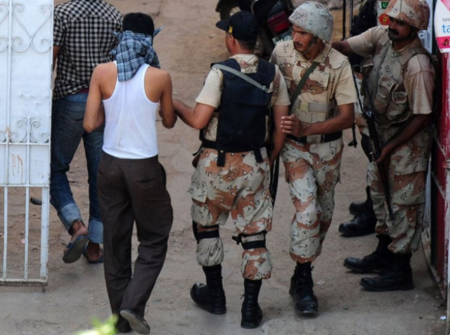 paramilitary soldiers arrest suspects in a residential area during a targeted operation in karachi photo afp paramilitary soldiers arrest suspects in a residential area during a targeted operation in karachi photo afp