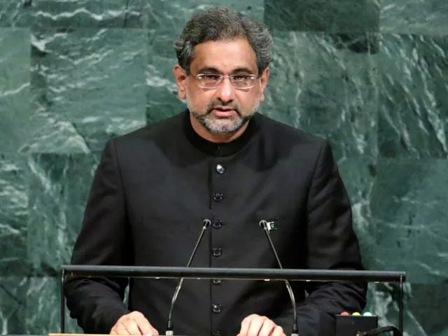 pakistani prime minister shahid khaqan abbasi addresses the 72nd united nations general assembly at u n headquarters in new york u s september 21 2017 photo reuters pakistani prime minister shahid khaqan abbasi addresses the 72nd united nations general assembly at u n headquarters in new york u s september 21 2017 photo reuters
