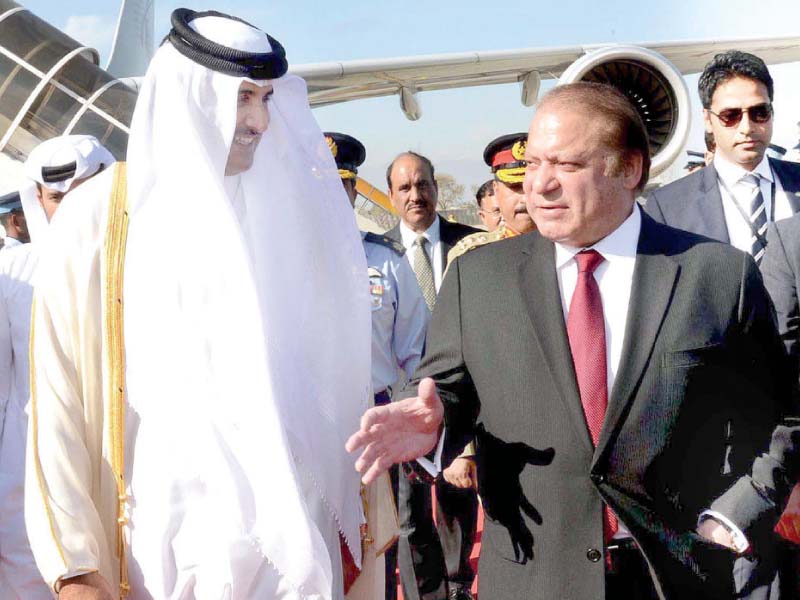 premier nawaz sharif receives the qatari emir at the nur khan base in rawalpindi photo app