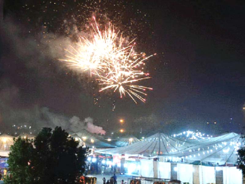 fireworks at a three day family festival organised by the district administration give the people of hyderabad a moment of joy photo adeel ahmed express