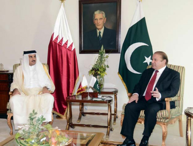 prime minister nawaz sharif in a meeting with emir of qatar sheikh tamim bin hamad al thani on monday photo pid prime minister nawaz sharif in a meeting with emir of qatar sheikh tamim bin hamad al thani on monday photo pid