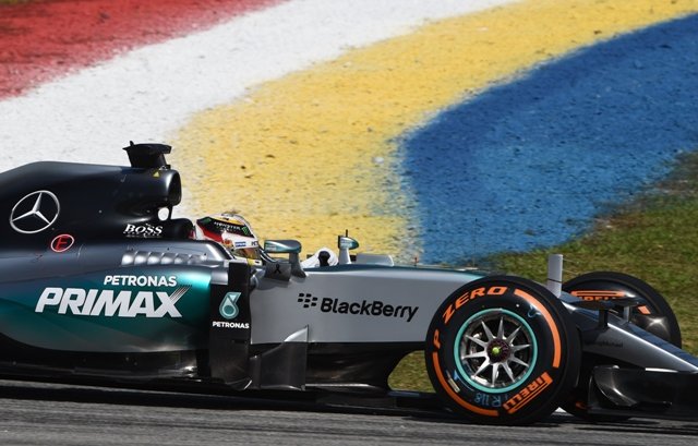 mercedes amg petronas f1 team 039 s british driver lewis hamilton takes a corner during the first practice session of the formula one malaysian grand prix at the sepang circuit near kuala lumpur on march 27 2015 photo afp