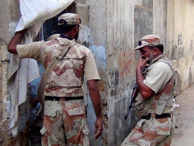 a file photo of rangers conducting a search operation in karachi photo online