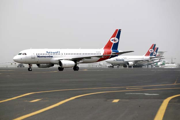 planes belonging to the yemen airways quot yemeniya quot are seen parked on the tarmac of the sanaa international airport in sanaa on march 28 2015 after the third day of saudi led coalition airstrikes against huthis at least 200 un staff and other expatriates were evacuated from the yemeni capital as an arab coalition pressed a bombing campaign against shiite rebels in the city aid workers said photo afp