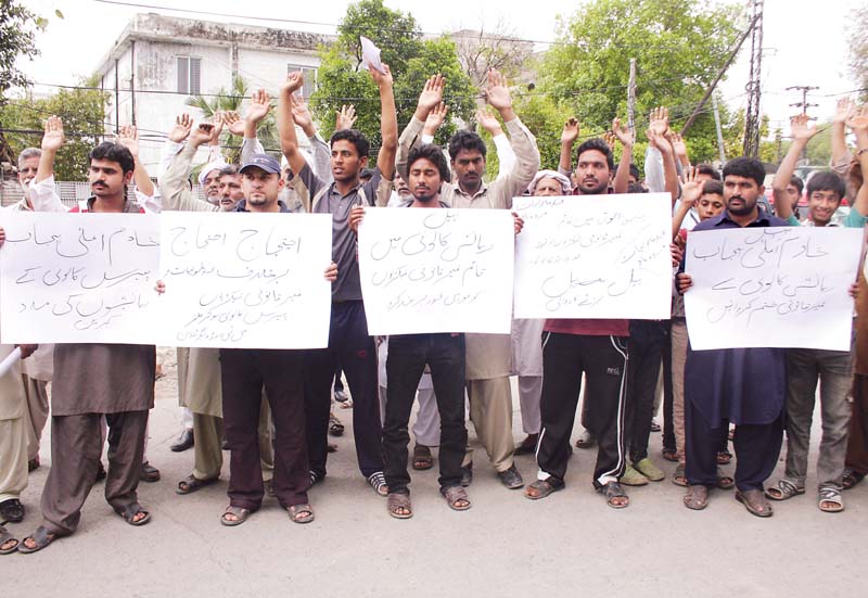 the protesters held placards and shouted slogans against the government photo abid nawaz express