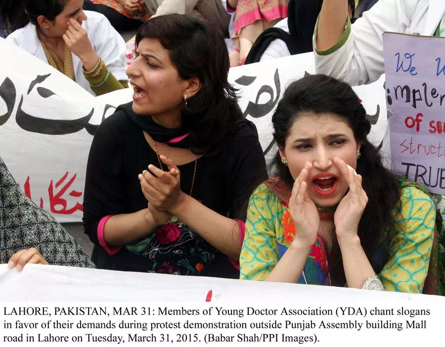 members of the yda chant slogans in favor of their demands during the protest outside the punjab assembly photo ppi members of the yda chant slogans in favor of their demands during the protest outside the punjab assembly photo ppi