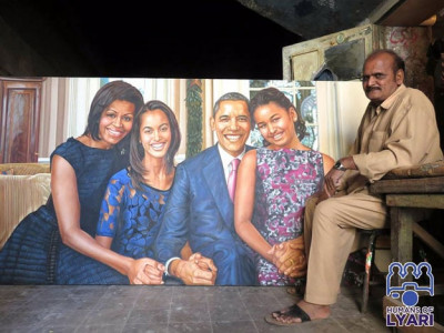 a hidden talent in lyari paints the first family of the us