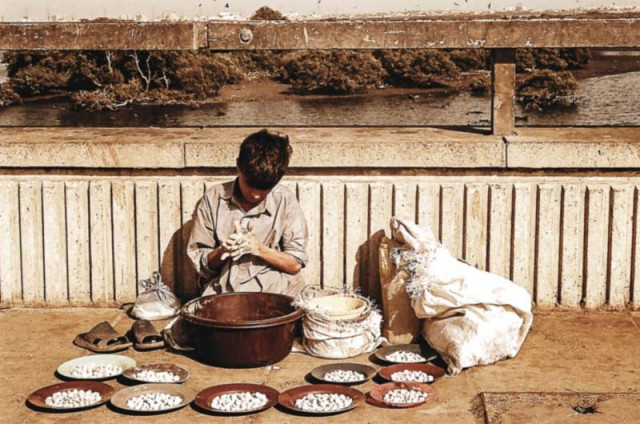 a child rolling balls of flour to make fish feed photo arif soomro a child rolling balls of flour to make fish feed photo arif soomro