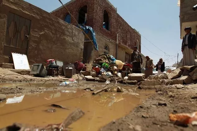 yemenis gather near the rubble of houses near sanaa airport on march 31 2015 photo afp yemenis gather near the rubble of houses near sanaa airport on march 31 2015 photo afp