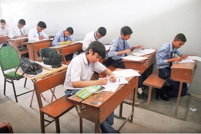 students appear for the annual matriculation examinations which began on tuesday the centres were set up in private and government schools across the city by the bsek photo online